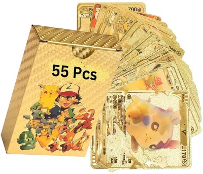 saburi Waterproof 55pcs Pokemon Gold Card Box M-83 V Series Vmax Gx(Golden)