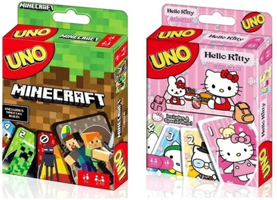 Gift Collection Minecraft & UNO Hello Kitty Cards Game for kids and family With Special Rule(Multicolor)