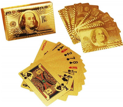 Right Traders High Quality Classic Waterproof 54 Pieces of PVC Plastic Magic Tricks Tool Poker Playing Card (Gold) - (Pack of 1)(Gold)