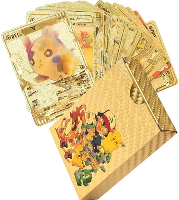 saburi Waterproof 55pcs Pokemon Gold Card Box M-1 V Series Vmax Gx(Golden)