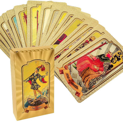 Honch Tarot Cards 78 Pcs Gold foil Deck, Luxury Tarot Card Deck Splendid Classic Tarot(Gold)