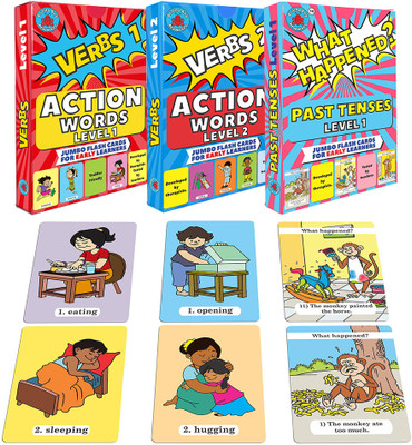 Brainy Bug Resources 90 Flashcards - Action Words and Action Words in Past Tenses for Early Learners(Multicolor)