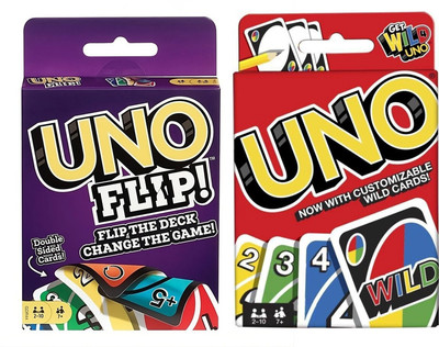ToyShaala 's UNO Flip & UNO Classic Dual Pack – Family Card Game Combo 2 Decks(Multicolor)