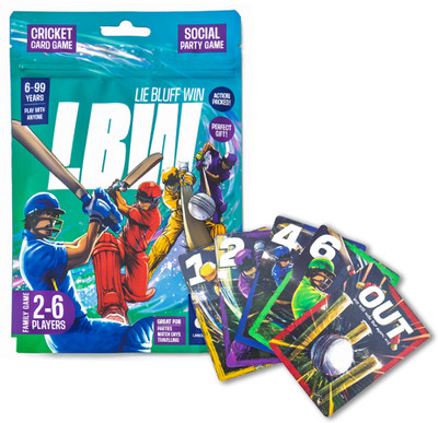 Memesys Games LBW (Lie-Bluff-Win) Cricket Themed Card Game (2-6 Player) for Parties/Match Days(Multicolor)