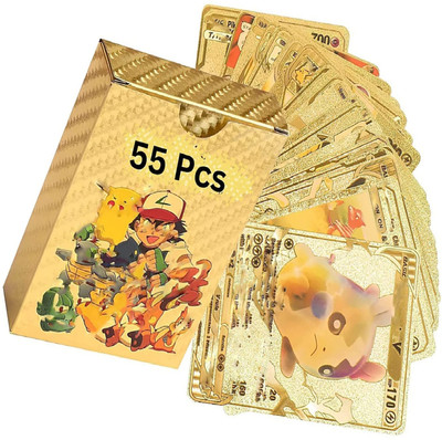 saburi Waterproof 55pcs Pokemon Gold Card Box M-75 V Series Vmax Gx(Golden)