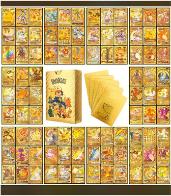 Toyvala Foil Card V Series Waterproof Playing Cards Vmax GX Rare TCG Deck Box(Golden)