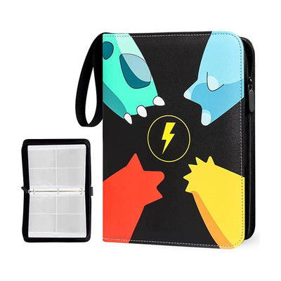Alexvyan Binder,Card Collector/Collection Album Holder,Cartoon Zipper Trading Pouch(Black)