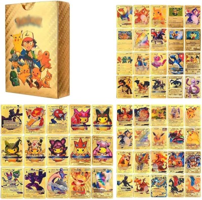 Mannat 55pcs Waterproof Pokemon Golden Card Box V Series Vmax Gx Playing Rare Series(Golden)