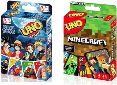 Gift Collection UNO Anime & UNO Minecraft Card Game for kids and family With Special Rules(Multicolor)