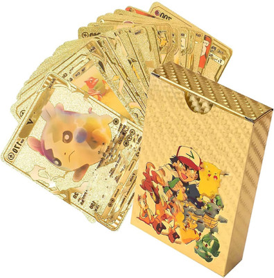 saburi Waterproof 55pcs Pokemon Gold Card Box M-39 V Series Vmax Gx(Golden)
