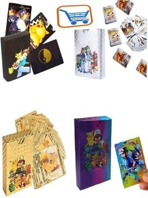 TOYTAL Pokemon 55 Gold, 55 Silver, 55 Rainbow & 55 Black Set Of 220 Playing Cards(Multicolor)