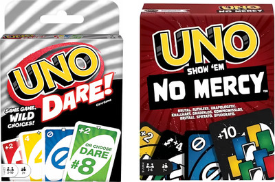 WOYR Uno Dare and UNO Mercy Playing cards game|Uno card game combo(pack of 2)(Multicolor)