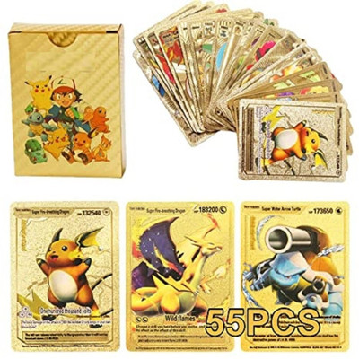 SA Sports Playing Cards 55 PCS Gold Card TCG Deck Box V Series Vmax GX Colour Card(Gold)(Gold)