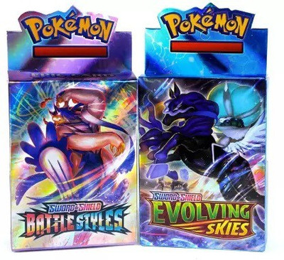 Craveon Pokémon (50 Cards) Sword & Shield Battle Style & Evolving Skies Card (Pack of 2)(Multicolor)