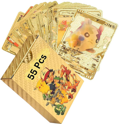 pari pari Waterproof 55pcs Pokemon Gold Card Box M-85 V Series Vmax Gx(Golden)
