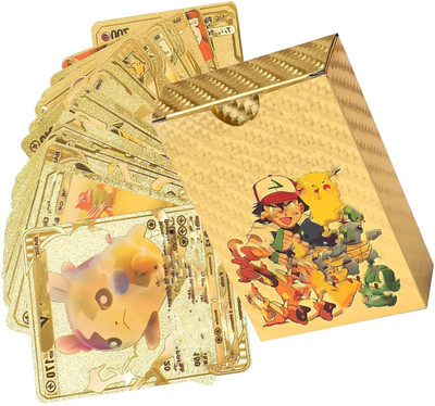 pari pari Waterproof 55pcs Pokemon Gold Card Box M-45 V Series Vmax Gx(Golden)