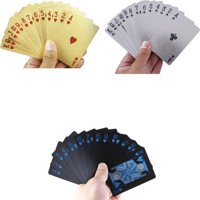 Aseenaa Waterproof Playing Cards Washable Flexible Use for Party Game -Gold Black Silver(Multicolor)