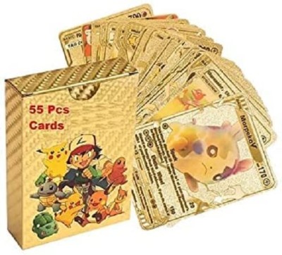 FUNABLO 55 PCS Gold Foil Card TCG Deck Box - V Series Cards Vmax GX Rare Golden Cards(golden)