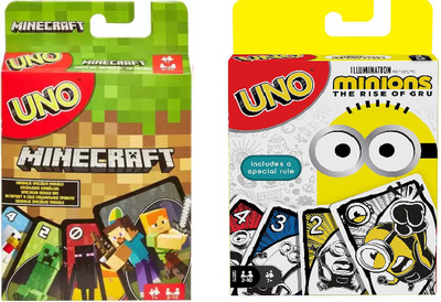 WOYR UNO Minion and Minecraft Paper Playing Cards| 112 UNO Playing Card Game(Multicolor)