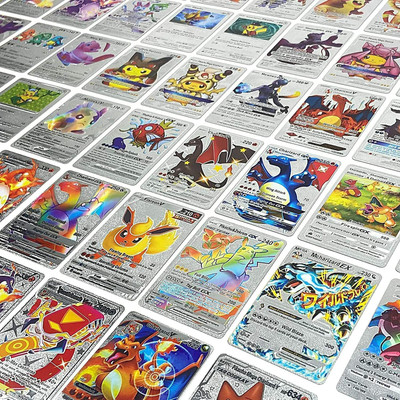 FITUP ™Waterproof 55pcs Pokemon TCG Silver Card Box V Series Vmax Gx Ex New Addition(Silver)