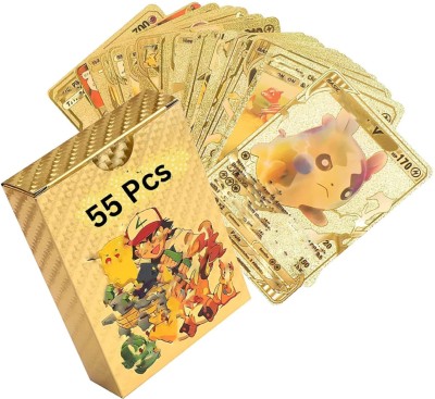 pari pari Waterproof 55pcs Pokemon Gold Card Box M-3 V Series Vmax Gx(Golden)