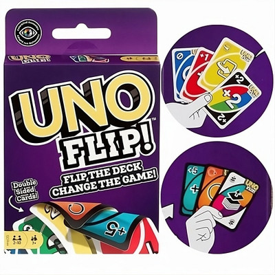 ToyShaala UNO FLIP! Card Game – Double-Sided Action, Fast-Paced Family Fun(Multicolor)