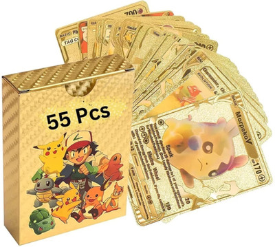 Mira Farmcraft Waterproof 55pcs Collectible Pokemon Gold Card Box V Series Vmax Gx Playing Card(Gold)