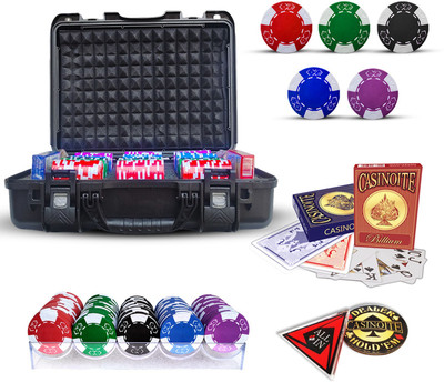 Casinoite Billium Clay 300 Poker Chips Set without Denomination Black Case(Multicolor)