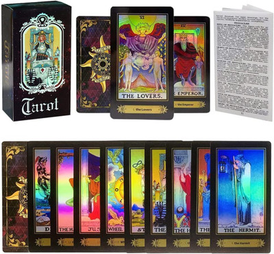 SIRIDHI 78 Pcs Holographic Tarot Cards Deck Game Future Telling Game With Guidebook(Multicolor)