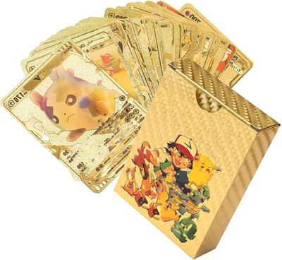 saburi Waterproof 55pcs Pokemon Gold Card Box M-25 V Series Vmax Gx(Golden)