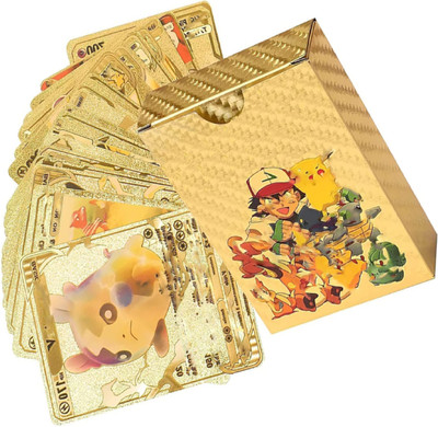 pari pari Waterproof 55pcs Pokemon Gold Card Box M-53 V Series Vmax Gx(Golden)