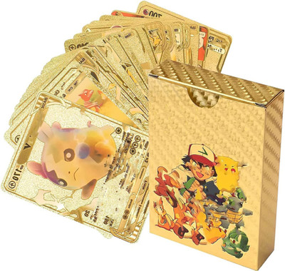 saburi Waterproof 55pcs Pokemon Gold Card Box M-48 V Series Vmax Gx(Golden)