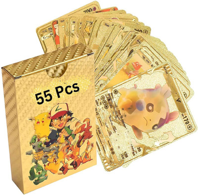 pari pari Waterproof 55pcs Pokemon Gold Card Box M-23 V Series Vmax Gx(Golden)
