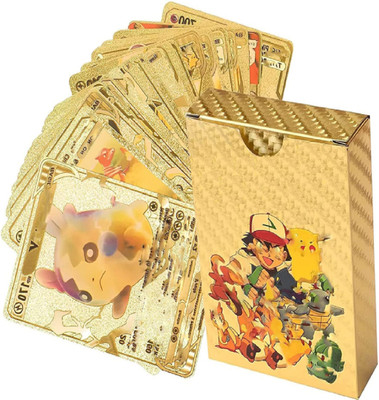 pari pari Waterproof 55pcs Pokemon Gold Card Box M-79 V Series Vmax Gx(Golden)