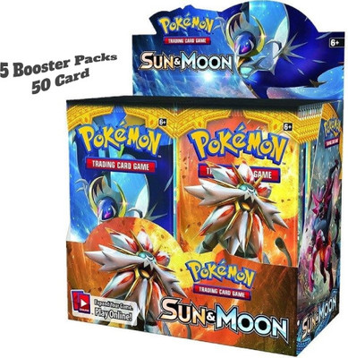 PANSHUB SUN MOON Pocket Monsters Trading Card Game Booster Packs for Kids((Pack of 5-50pc) PRODUCT MAY DIFFER)