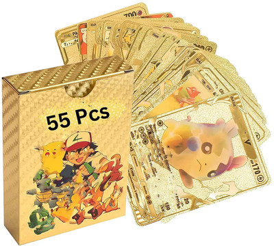 Osilor Waterproof 55pcs Pokemon TCG Gold Card Box V Series Vmax Playing Card (Golden)(GOLDEN)