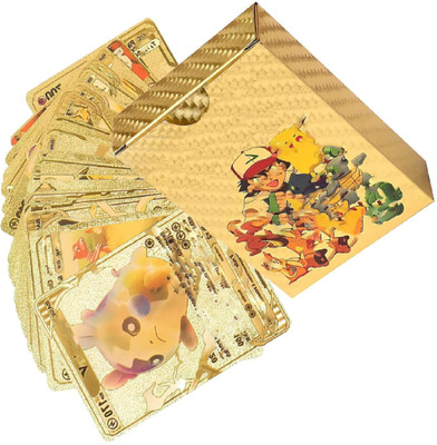 pari pari Waterproof 55pcs Pokemon Gold Card Box M-33 V Series Vmax Gx(Golden)