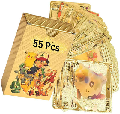 saburi Waterproof 55pcs Pokemon Gold Card Box M-79 V Series Vmax Gx(Golden)