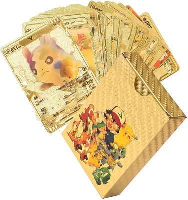 saburi Waterproof 55pcs Pokemon Gold Card Box M-10 V Series Vmax Gx(Golden)