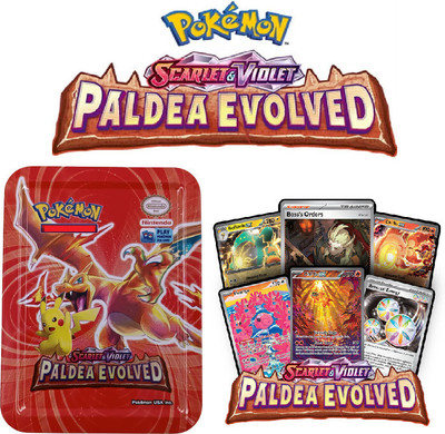 CrazyBuy NewPokemon Scarlet & Violet Paldea Evolved 42 Cards Pack in Attractive Tin Box(Multicolor)