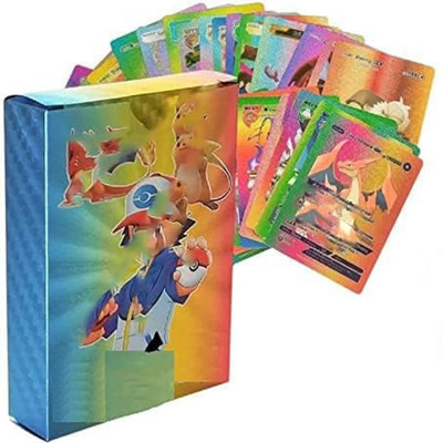 Gift Collection Waterproof 55pcs Pokemon Rainbow Card Box V Series Vmax Gx Playing(Multicolor)
