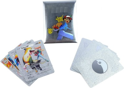 shinetoy Pokemon Silver 10 PCS Rare Foil Cards Pokermen Deck Box, Best Gift for Child(Silver)