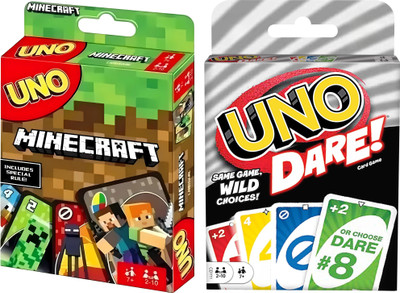 WOYR Preimum Quality UNO Dare and UNO Minecraft Playing Cards Game|UNO Cards(Multicolor)