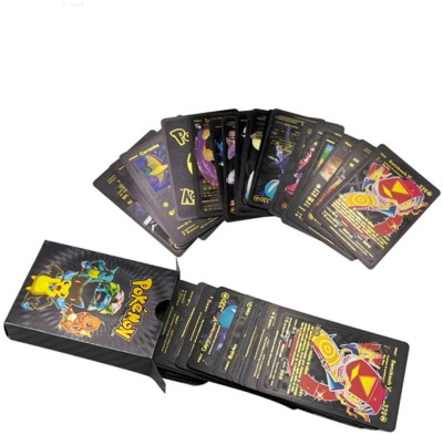 Sukon Top Sale 55pcs Waterproof Pokemon Black Foil Card Box V Series Vmax Gx Ex Cards(Black)