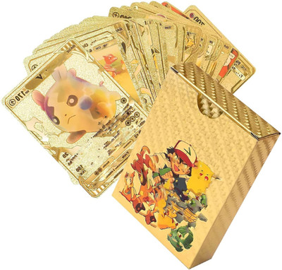 saburi Waterproof 55pcs Pokemon Gold Card Box M-23 V Series Vmax Gx(Golden)