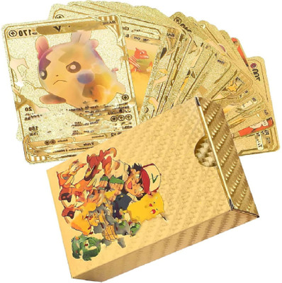 saburi Waterproof 55pcs Pokemon Gold Card Box M-38 V Series Vmax Gx(Golden)