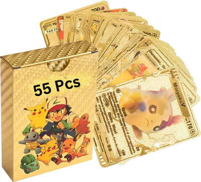 CABINULS Waterproof 55pcs Pookemon TCG Gold Card Box V Series Vmax Gx Playing Card(Gold)