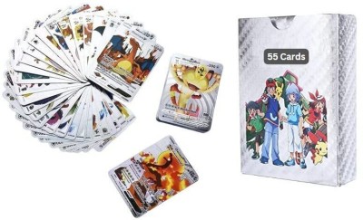 Milito 55 PCS Pokemon Cards, Silver Foil Card, Cards Deck Box - V Series Cards(Silver)