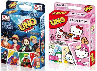 Gift Collection UNO Anime & UNO Hello Kitty Card Game for kids and family With Special Rules(Multicolor)