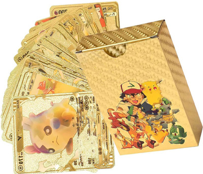 pari pari Waterproof 55pcs Pokemon Gold Card Box M-58 V Series Vmax Gx(Golden)